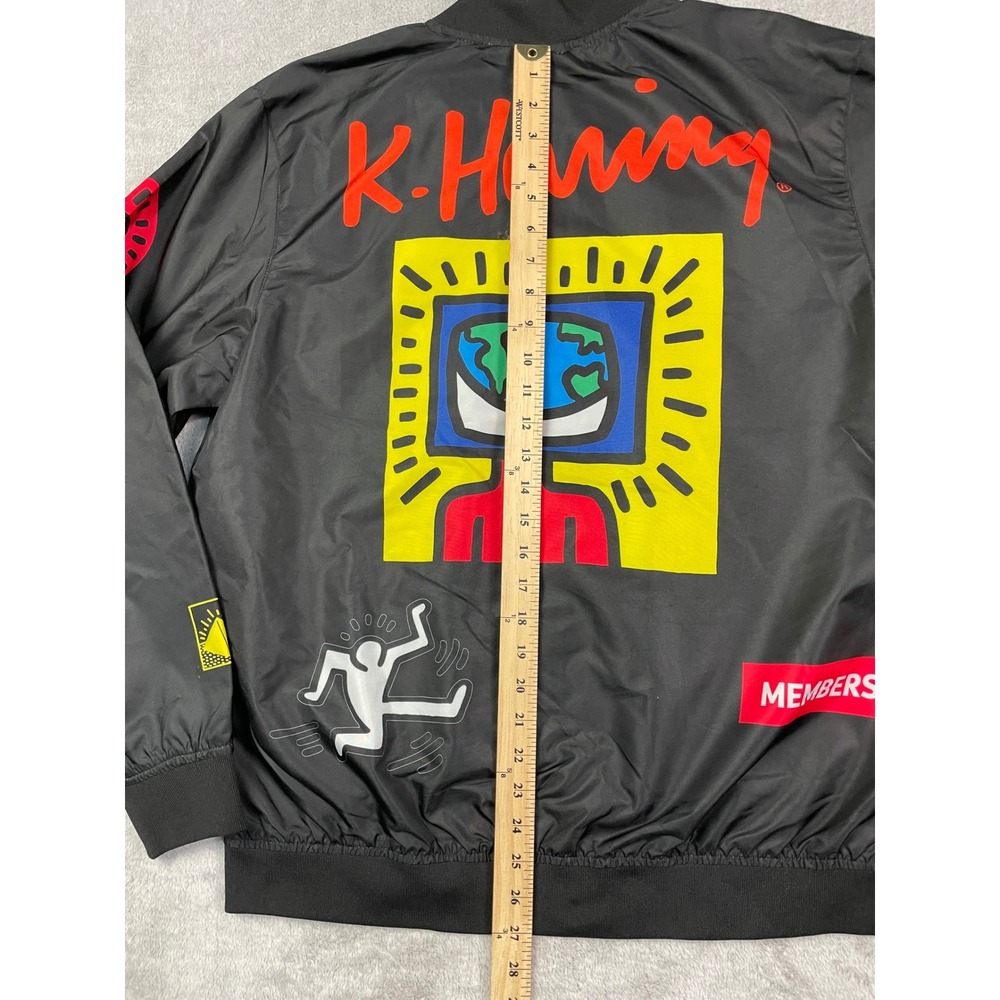 Members Only Keith Haring Jacket Mens Medium Black Bomber Windbreaker Tokyo Pop - Picture 8 of 12